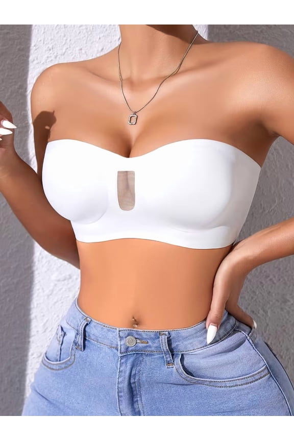 Seamless Underwire Push-Up Bra for Women | Mesh Strapless Bralette with Lift-Up & Anti-Slip Design