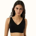 thumbnail image 1 of Seamless V-Neck Bra with Back Closure 9178,Black,One Size, 1 of 7