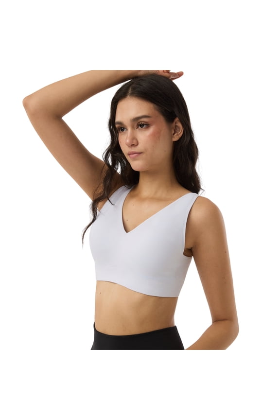 Seamless V-Neck Bra with Back Closure 9178,White,One Size