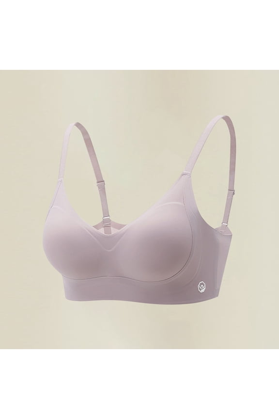 Seamless V-Neck T-Shirt Bra - Womens Soft Stretchy Back Smoothing Adjustable Straps Wireless Comfortable Bralette for Daily Wear Low Back Bras for Lady Purple M