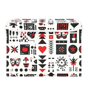 Seamless Vector with Heart Triangle Butterfly Pattern Foldable Storage Bins with Lids Handles Collapsible Storage Containers Tote Boxes 16.5 x 12.6 x 11.8 inches