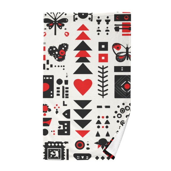 Seamless Vector with Heart Triangle Butterfly Pattern Pure Cotton Bath Towel Hand Towel 1 Piece for Pool Beach Gym 16" x 28"