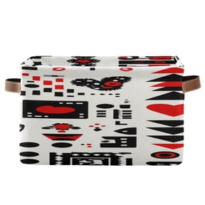 Seamless Vector with Heart Triangle Butterfly Pattern Square Storage Bins with Handles Collapsible Containing Box 1 Pack
