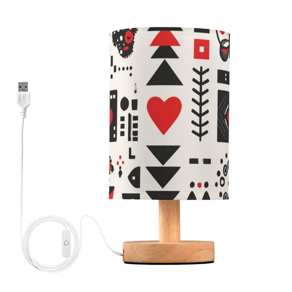 Seamless Vector with Heart Triangle Butterfly Pattern Table Lamp with USB Port LED Warm Light Lamp Night Light Home Decor