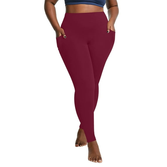 Seamless Warm Fleece Yoga Pants for Women Plus Size Thermal Base Leggings Solid High Waist with Pockets Quick Dry