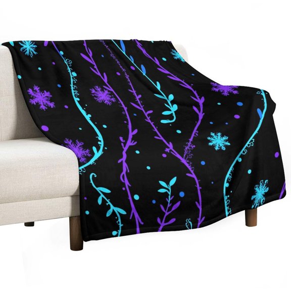 Seamless Winter Floral Pattern Blanket Soft Cozy Flannel Blanket for man women