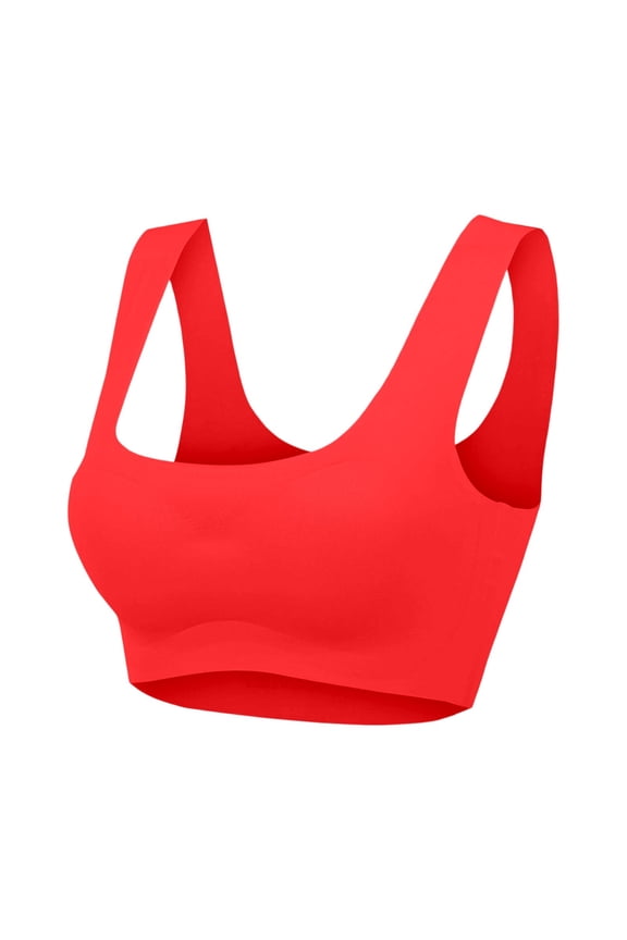 Seamless Wire Sports Bra For Supportive Non Padded Yoga Bralette Comfortable Lightweight Workout Tank Top With Breathable, XXL, Red