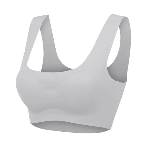 Seamless Wire-Free Sports Bra for Supportive Comfort and Breathable Lightweight Workout Tank Top Ideal for Casual and, M, Light Gray