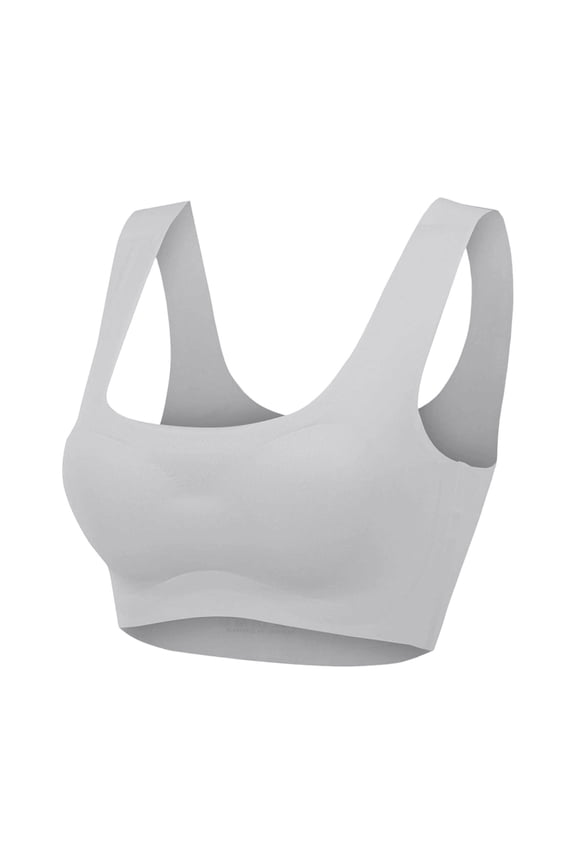 Seamless Wire Sports Bra Supportive Non Padded Yoga Bralette Comfortable Lightweight Workout Tank Top Breathable Light Gray S