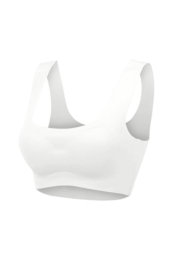 Seamless Wire Sports Bra Supportive Non Padded Yoga Bralette Comfortable Lightweight Workout Tank Top Breathable White XXXL