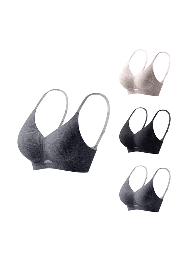 Seamless Wirefree Bra Soft Support Side Bust Control Breathable Lace Back Design Flattering Back Fit Comfort Shaping T Shirt Bra For Daily Wear Dark Gray XXL