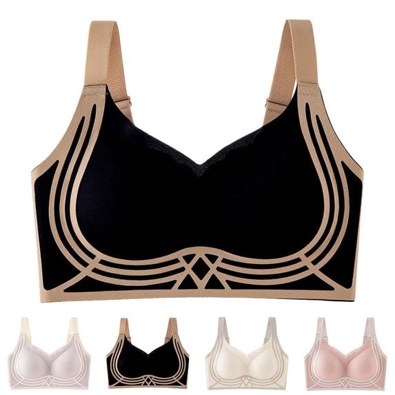 Seamless Wirefree Bra for Women, Full Coverage Soft Support Bras with Adjustable Straps, Comfort for Daily Wear | VerBelle,Black L