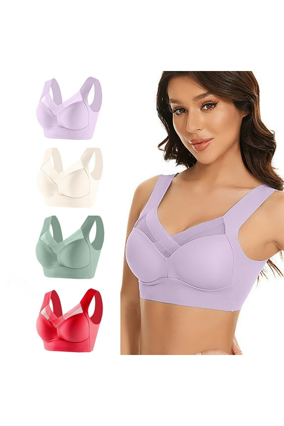 Seamless Wirefree Bras for Older Women, Full Cup No Underwire Brassiere, Wireless Correcting Push up Lingerie