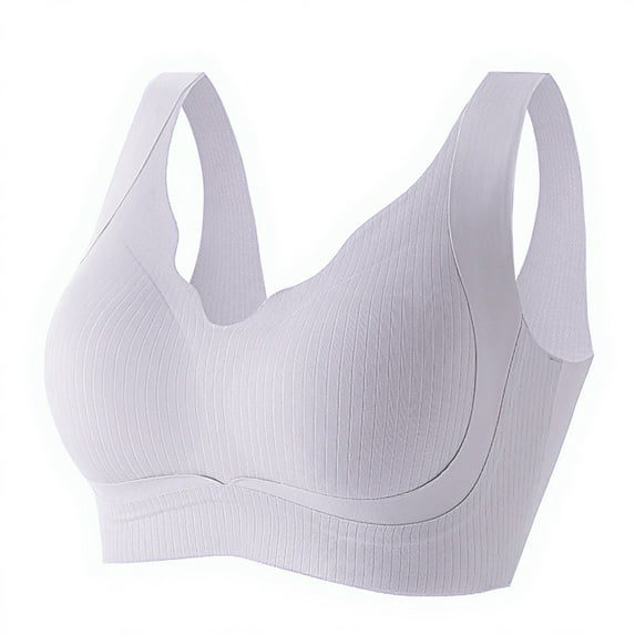 Seamless Wireless Comfort Bra for Women, Soft Stretchy Everyday Bralette, No Underwire, Full Coverage, Breathable Fabric, Light Support, White