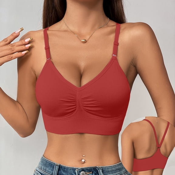 Seamless Wireless Sport Bra for Women with Support - No Underwire Full Coverage Push Up Comfort Bras - Back Fat Smoothing Bralettes High Support Bras for Women Adjustable Strap Full Coverage Up Bras