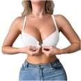 thumbnail image 1 of Seamless Wireless Sports Bra For Women,Front Closure No Underwire Comfy Bra,Breathable Soft Stretchy Push-Up Bra,Daily Casual Lingerie For Workout & Everyday Wear White 5XL, 1 of 5