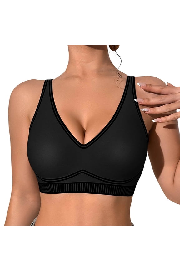 Seamless Wireless Supportive Bra – Soft Flocked Silicone Strip, Full Coverage Push-Up Comfort, Breathable T-Shirt Everyday Underwear for Women