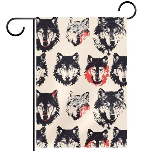 Seamless Wolves Aesthetic Pattern Double Sided Garden Flag Decorative Weather Resistant Yard Flag, Large DIY Vertical Flag for Farmhouse Patio Lawn, 28x40 Inch