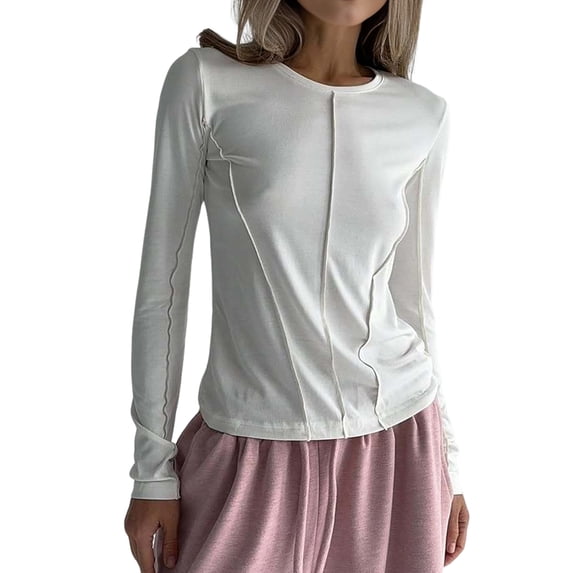 Seamless Women'S Long Sleeve Crop Yoga Top - High Stretch, Ideal for Gym & Yoga White XL