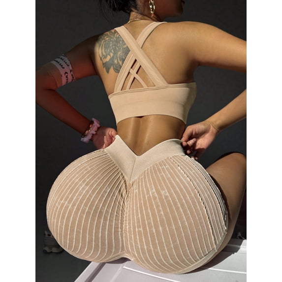 Seamless Women Sports Shorts, High Waisted Lifting Tummy Slimming Peach Butt activewear Yoga Pants, Skin-Friendly Fabric