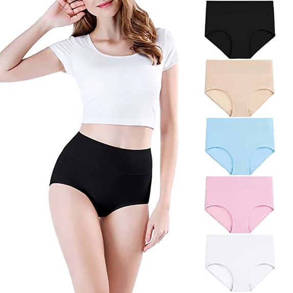 Seamless Women Underwear JIANLAI High Waist Cotton Underwear Stretch Briefs Soft Comfy Ladies Panties MultiPack Blue
