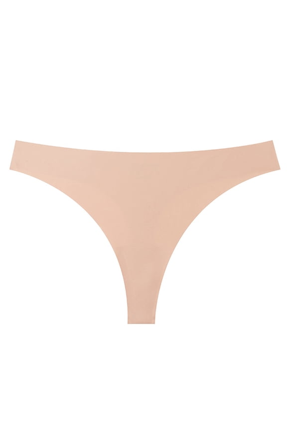 Seamless Women Underwear Thongs No Show Ladies Thong No Line Workout Breathable Comfortable Bikini Panty Soft Undies M 27# Beige
