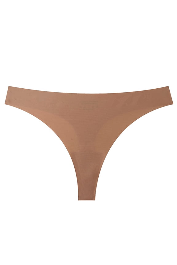 Seamless Women Underwear Thongs No Show Ladies Thong No Line Workout Breathable Comfortable Bikini Panty Soft Undies XL 27# Camel