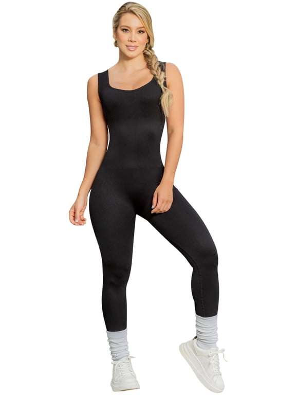 Seamless Women Workout Sports Jumpsuit Waist Control | Ropa Deportiva Colombiana Enterizo Moldeadora | Black 901B