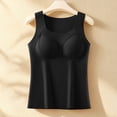 thumbnail image 1 of Seamless Women's Fall & Winter Tank Top - Warm Solid Color with Built-In Chest Pad, Velvet-Lined Inner Wear & All-in-One Underwear Black XL, 1 of 3