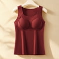 thumbnail image 1 of Seamless Women's Fall & Winter Tank Top - Warm Solid Color with Built-In Chest Pad, Velvet-Lined Inner Wear & All-in-One Underwear Red XL, 1 of 5