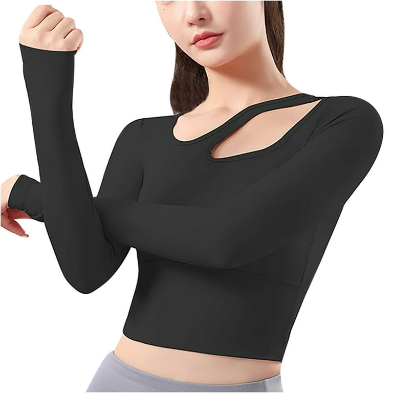 Seamless Workout Shirts for Women Long Sleeve Crop Yoga Tops Sports Slim  Fit Running Breathable Athletic Gym Top 