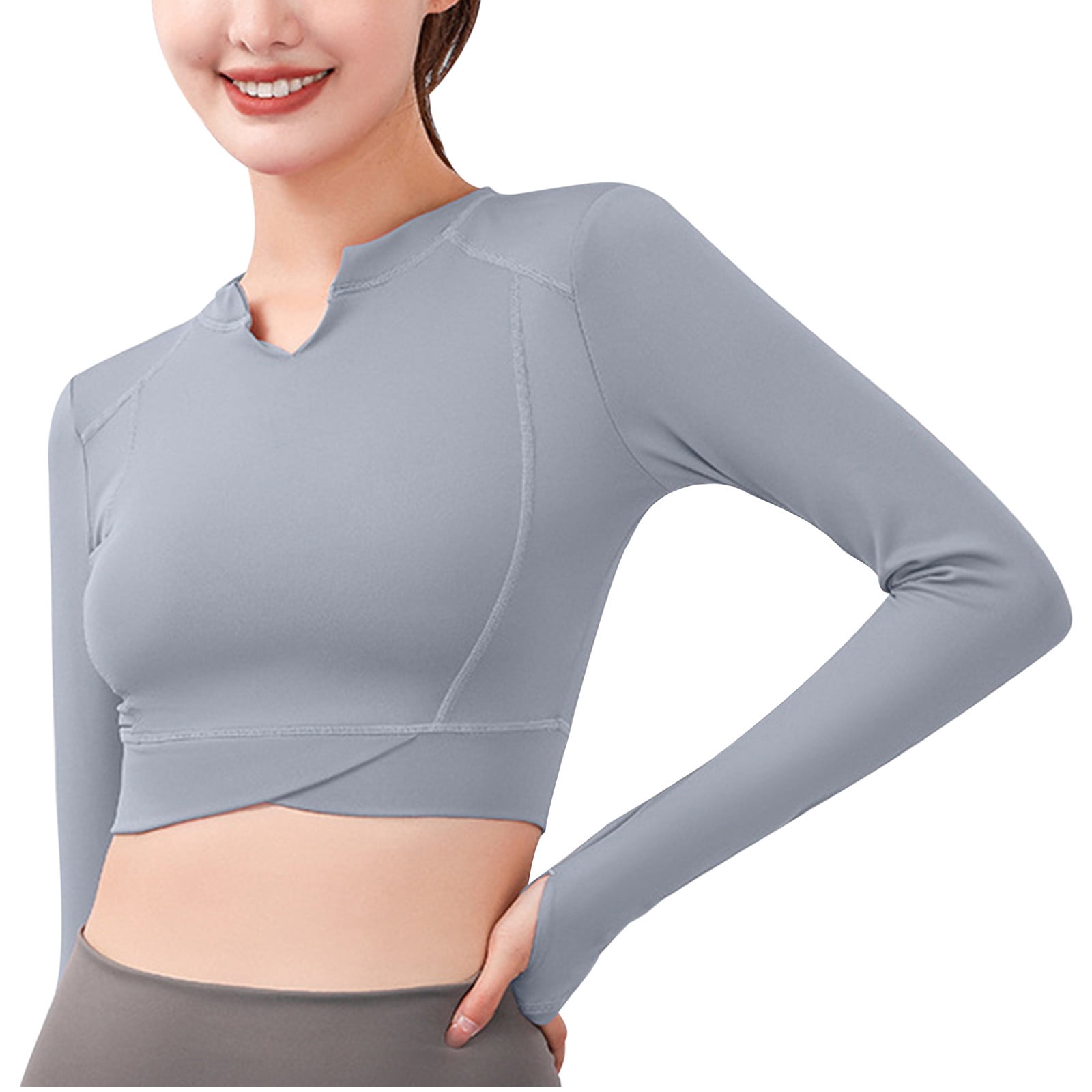 HOT Long Sleeve Crop Cropped Active Top Workout Crop Top