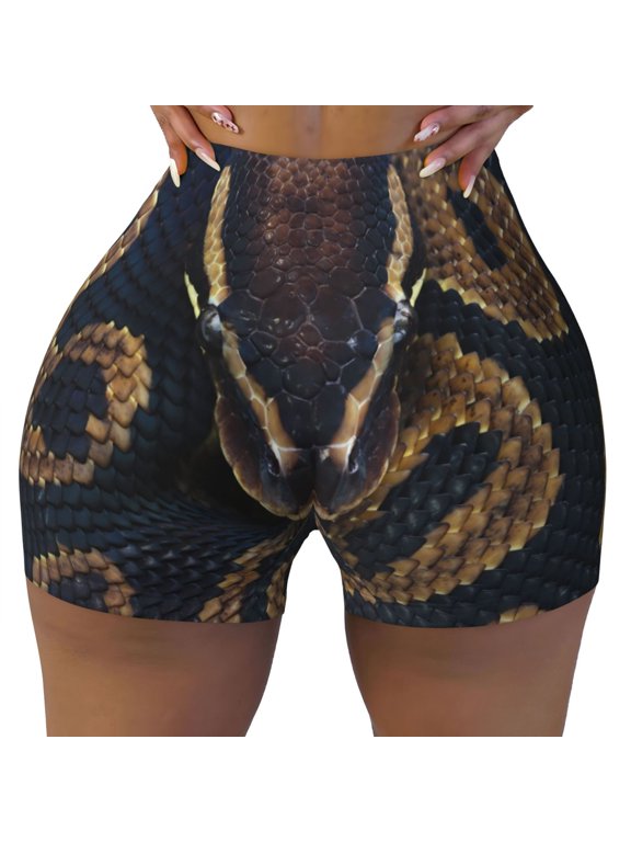 Seamless Workout Shorts Women - Ball Phyton Snake Biker Gym Running Yoga Spandex Shorts for Women
