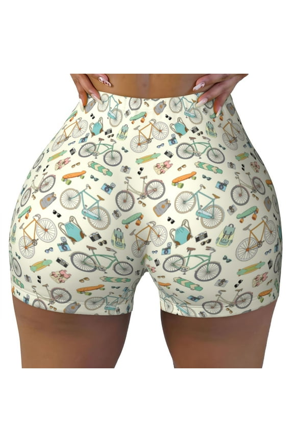 Seamless Workout Shorts Women - Bicycles And Boards Biker Gym Running Yoga Spandex Shorts for Women