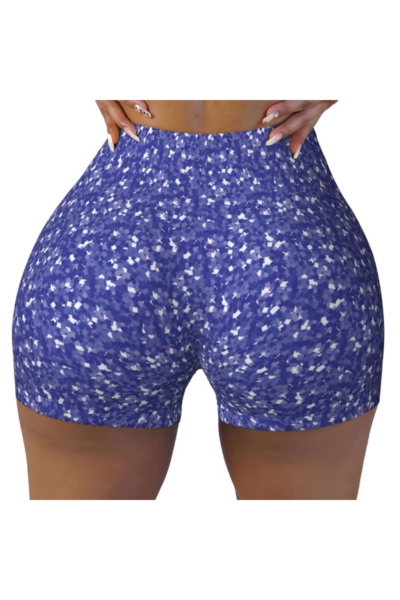 Seamless Workout Shorts Women - Blue Glitter lightning E Biker Gym Running Yoga Spandex Shorts for Women