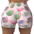 thumbnail image 1 of Seamless Workout Shorts Women - Cactus Succulents blooming Biker Gym Running Yoga Spandex Shorts for Women, 1 of 7