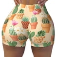 thumbnail image 1 of Seamless Workout Shorts Women - Cactus blooming potted plant Biker Gym Running Yoga Spandex Shorts for Women, 1 of 7