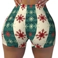 thumbnail image 1 of Seamless Workout Shorts Women - Christmas Snowflakes Plaid Biker Gym Running Yoga Spandex Shorts for Women, 1 of 7