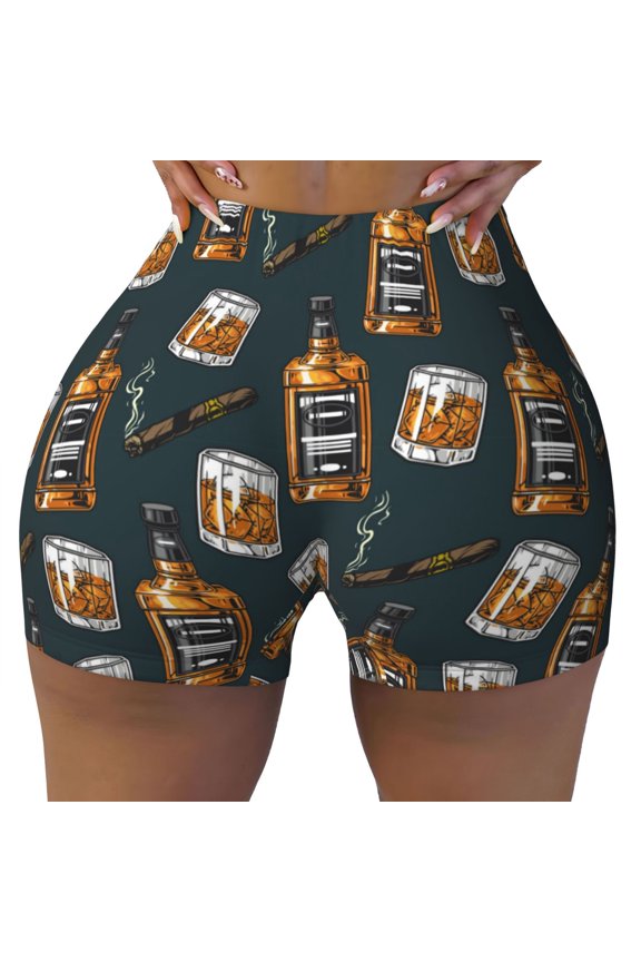 Seamless Workout Shorts Women - Cigar Biker Gym Running Yoga Spandex Shorts for Women