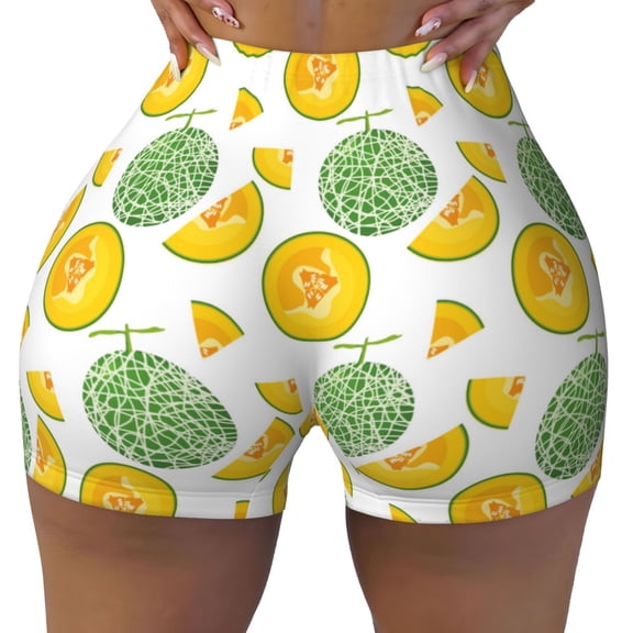 Seamless Workout Shorts Women - Cute Cantaloupe Juicy Biker Gym Running Yoga Spandex Shorts for Women