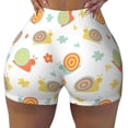 thumbnail image 1 of Seamless Workout Shorts Women - Cute Cartoon Snail Flower Biker Gym Running Yoga Spandex Shorts for Women, 1 of 7
