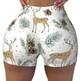thumbnail image 1 of Seamless Workout Shorts Women - Cute Deer Palm Leaf Pine Cone Biker Gym Running Yoga Spandex Shorts for Women, 1 of 7