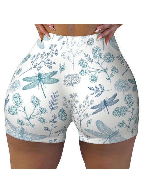 Seamless Workout Shorts Women - Dragonfly Biker Gym Running Yoga Spandex Shorts for Women