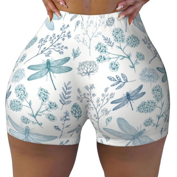 Seamless Workout Shorts Women - Dragonfly Biker Gym Running Yoga Spandex Shorts for Women