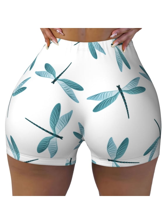 Seamless Workout Shorts Women - Dragonfly Simplicity Biker Gym Running Yoga Spandex Shorts for Women