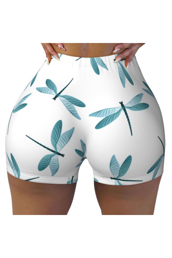 Seamless Workout Shorts Women - Dragonfly Simplicity Biker Gym Running Yoga Spandex Shorts for Women