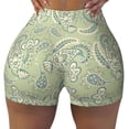 thumbnail image 1 of Seamless Workout Shorts Women - Flower Paisley Light Green Biker Gym Running Yoga Spandex Shorts for Women, 1 of 7