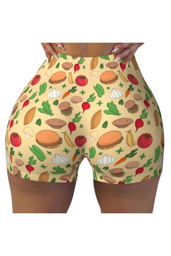 Seamless Workout Shorts Women - Herb Of Burger Biker Gym Running Yoga Spandex Shorts for Women
