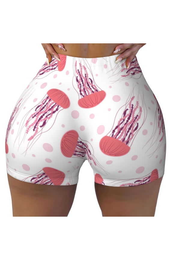 Seamless Workout Shorts Women - Jellyfish Bubble Biker Gym Running Yoga Spandex Shorts for Women