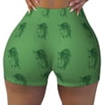 thumbnail image 1 of Seamless Workout Shorts Women - Lines Long Sideburns Horse Green Biker Gym Running Yoga Spandex Shorts for Women, 1 of 7